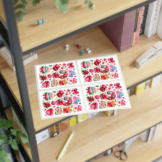 Arts & Crafts - Valentine’s Day Cute Kawaii Sticker Sheets - I Need To Know How™ — Hearts, Bears & Love Notes