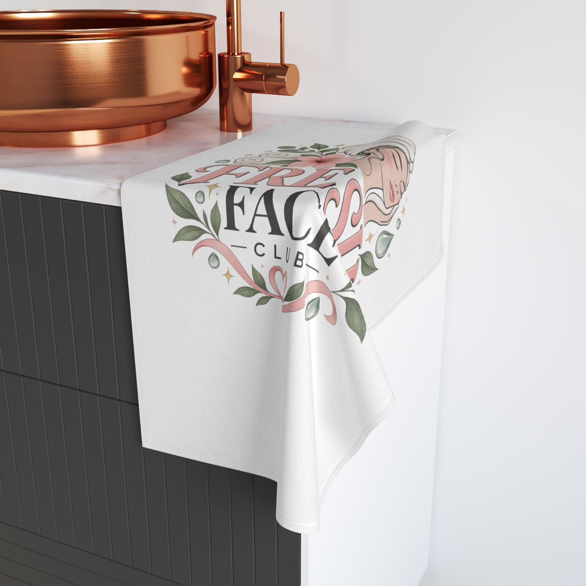 Beauty - Fresh Face Club Hand Towel — Spa-Inspired Skincare Spa Towel with Floral Beauty Design