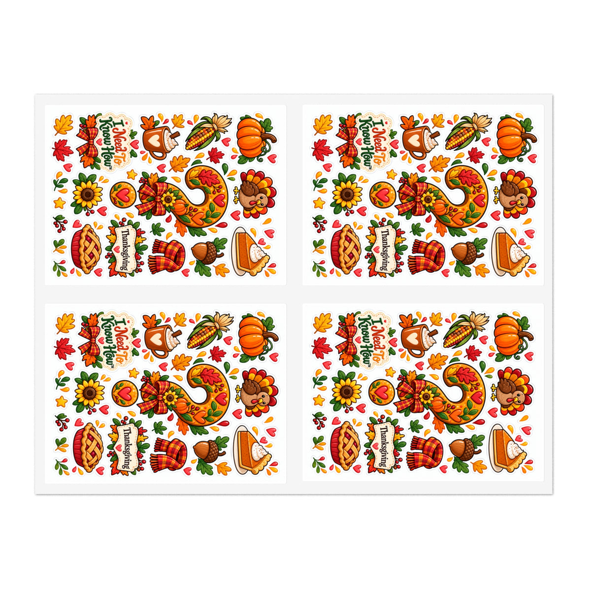 Arts & Crafts - Thanksgiving Arts and Crafts Sticker Sheet -  I Need To Know How™- Fall Cornucopia, Pumpkins & Pie Planner Stickers
