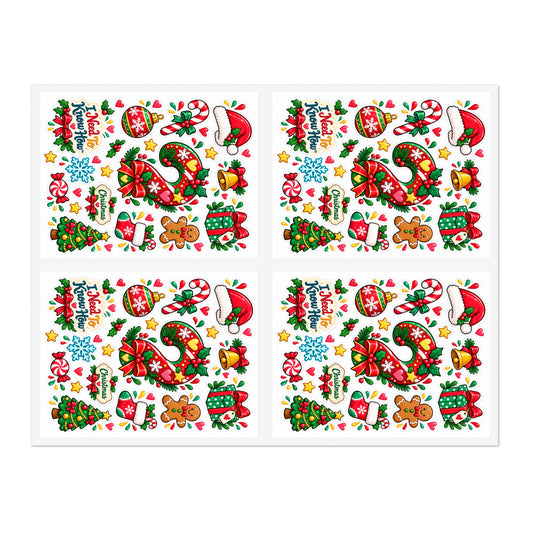 Arts & Crafts - Christmas Sticker Sheet –I Need To Know How™ - Holiday Icons (tree, wreath, candy cane, gifts)