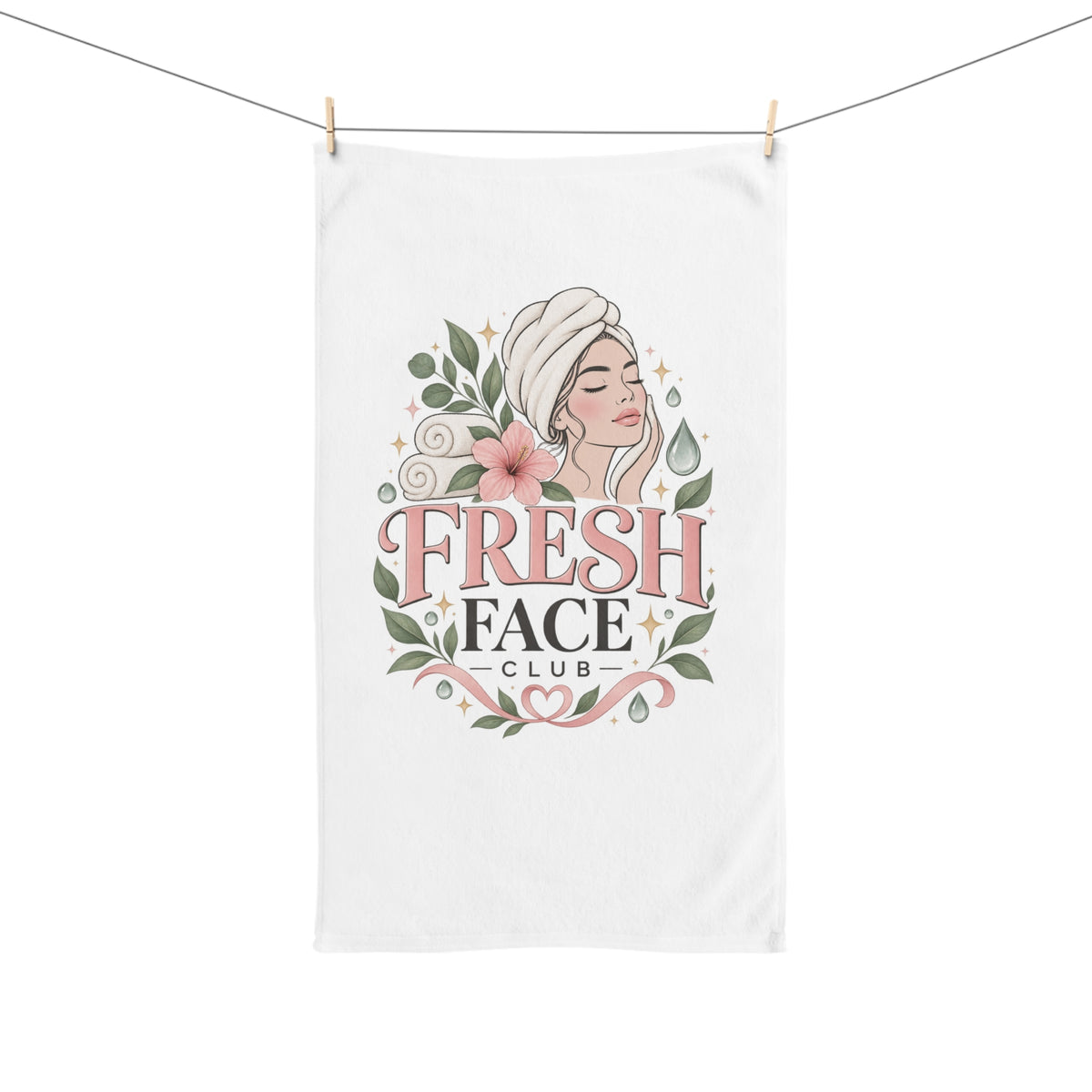 Beauty - Fresh Face Club Hand Towel — Spa-Inspired Skincare Spa Towel with Floral Beauty Design