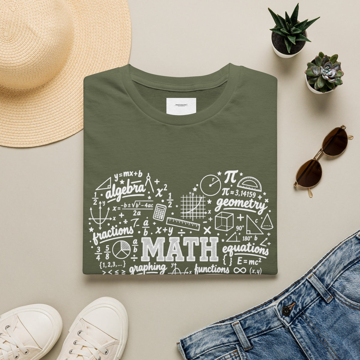 Math Heart T-Shirt — Cute Chalkboard Math Symbols Tee for Teachers & Students