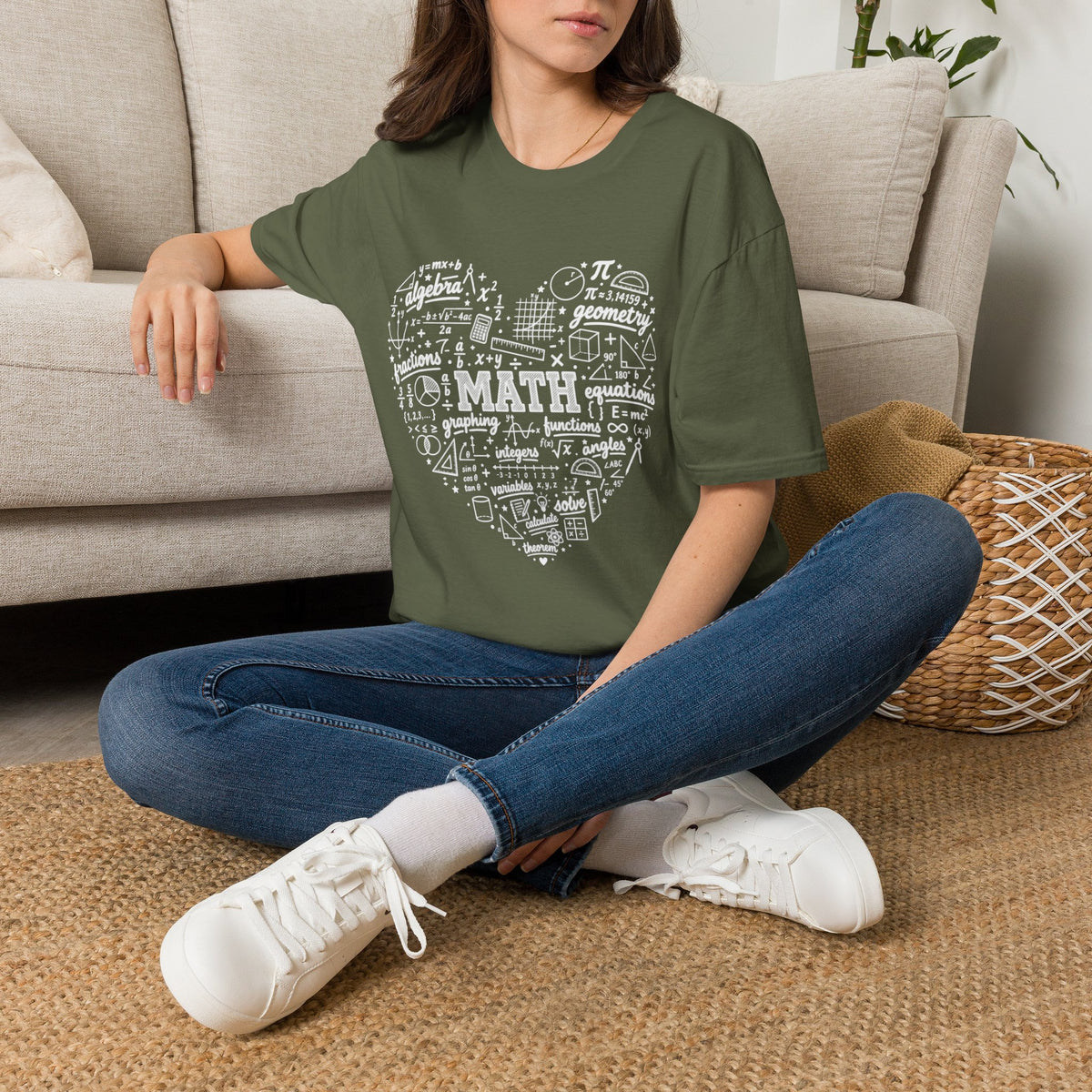 Math Heart T-Shirt — Cute Chalkboard Math Symbols Tee for Teachers & Students
