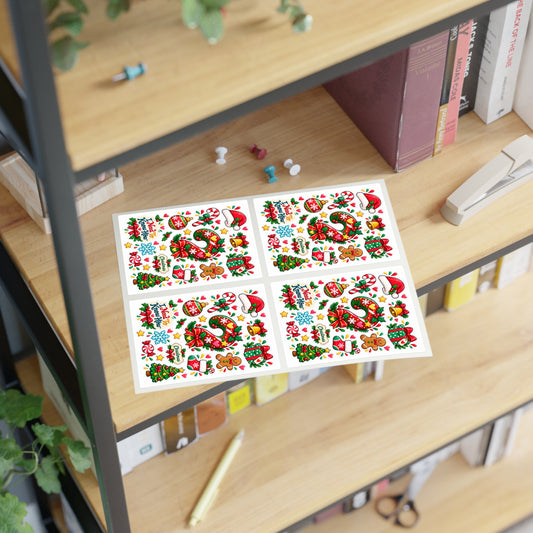 Arts & Crafts - Christmas Sticker Sheet –I Need To Know How™ - Holiday Icons (tree, wreath, candy cane, gifts)