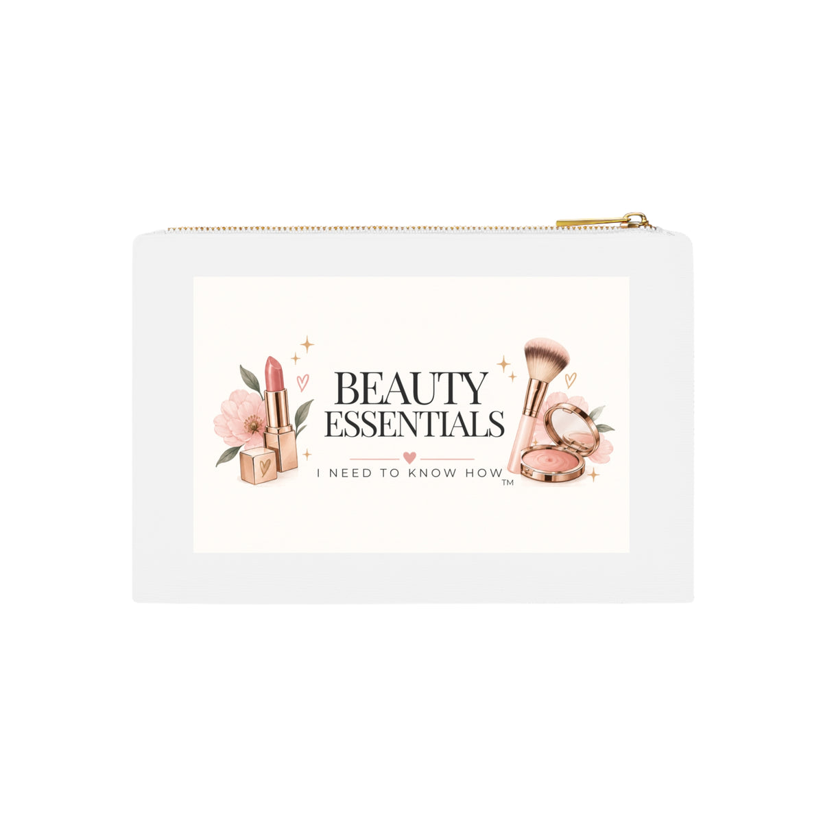 Beauty Cosmetic Bag -Beauty Essentials Cosmetic Bag – Makeup Pouch with Brushes & Lipstick Design