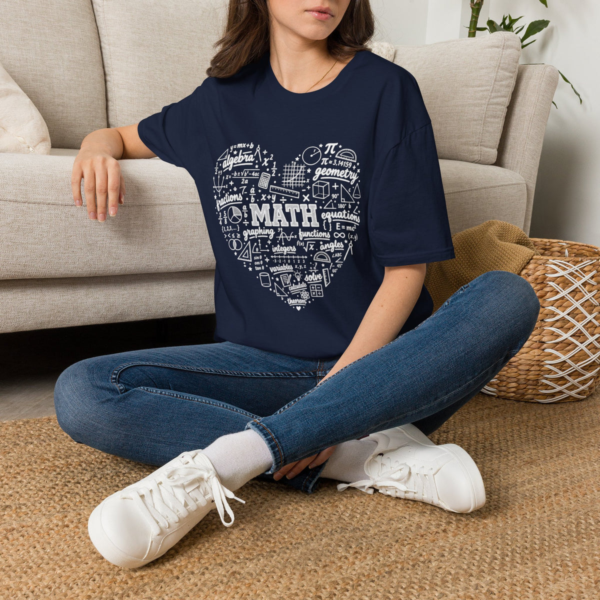 Math Heart T-Shirt — Cute Chalkboard Math Symbols Tee for Teachers & Students