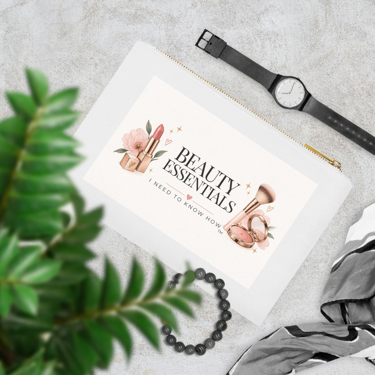 Beauty Cosmetic Bag -Beauty Essentials Cosmetic Bag – Makeup Pouch with Brushes & Lipstick Design