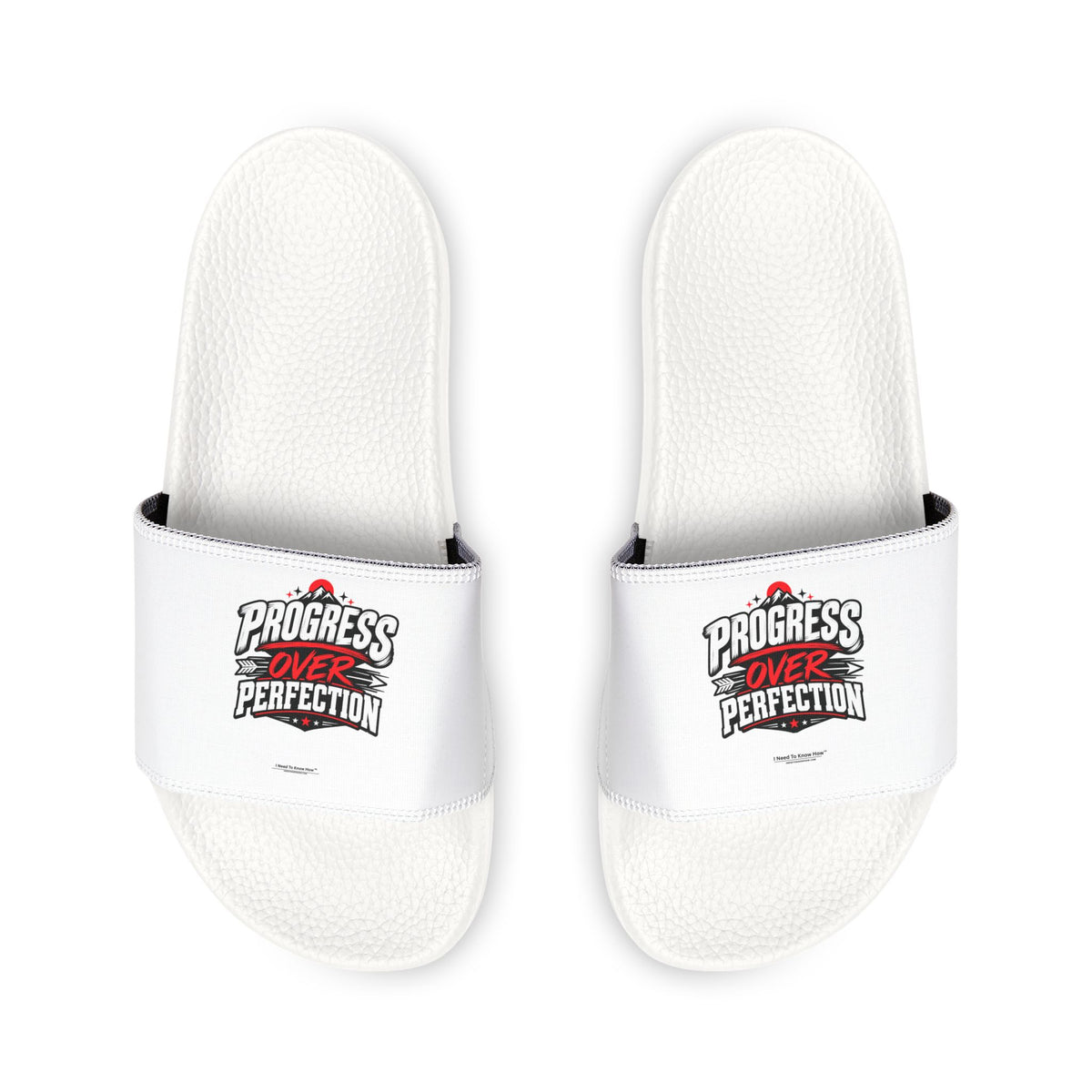 Men's Slide Sandals — 'Progress Over Perfection' Graphic Sport Slides