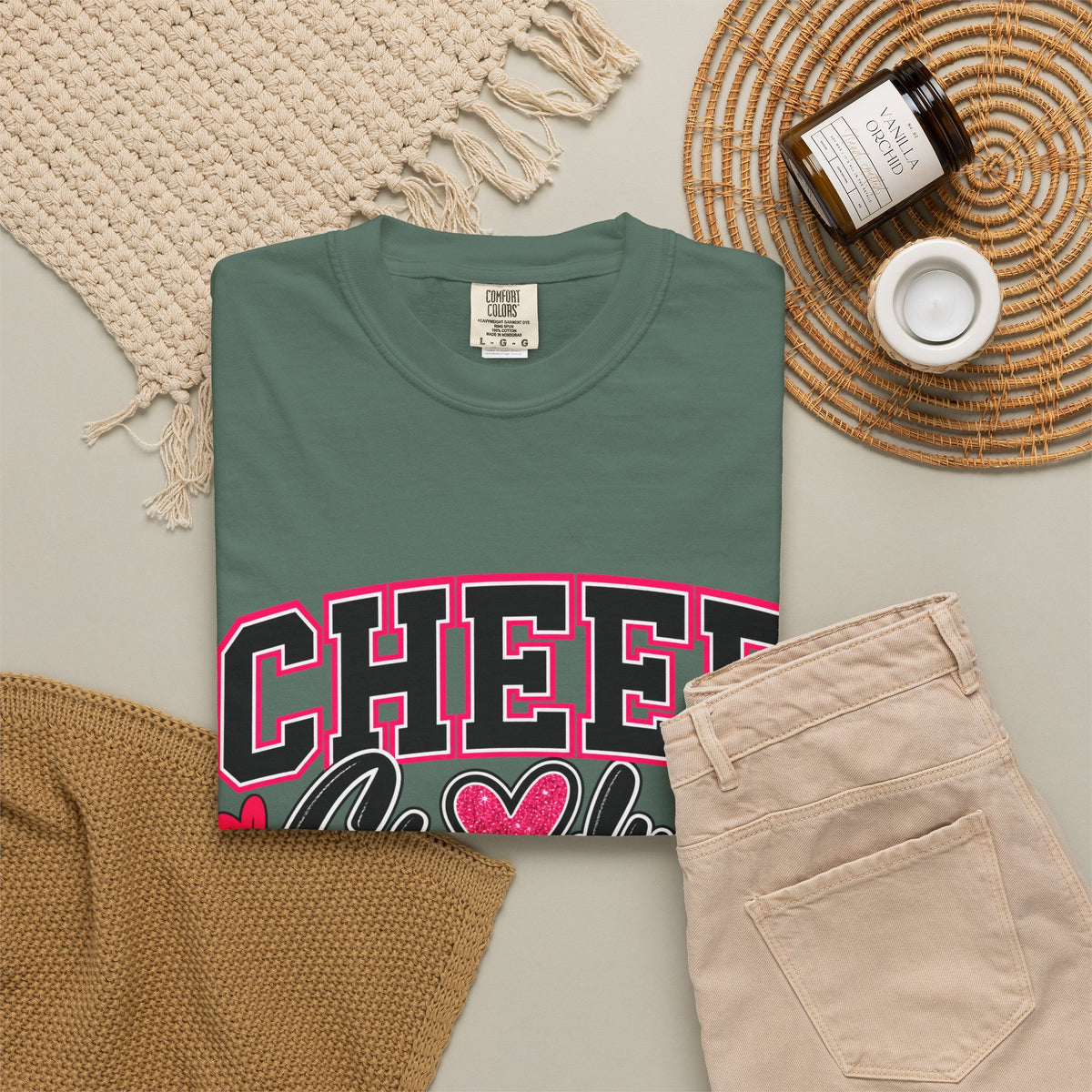 Cheer Grandma T-Shirt — Pink Pom-Pom Cheerleading Tee for Grandmothers