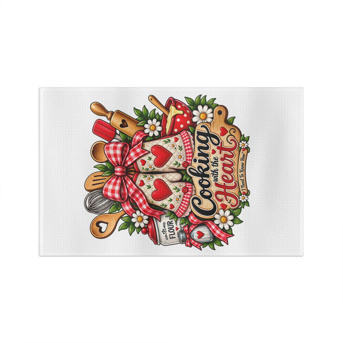 Cooking with the Heart Microfiber Tea Towel — Whimsical Kitchen Decor & Gift