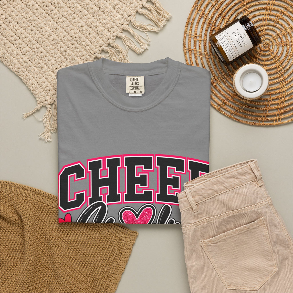 Cheer Grandma T-Shirt — Pink Pom-Pom Cheerleading Tee for Grandmothers