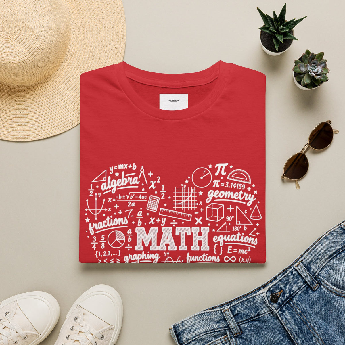 Math Heart T-Shirt — Cute Chalkboard Math Symbols Tee for Teachers & Students