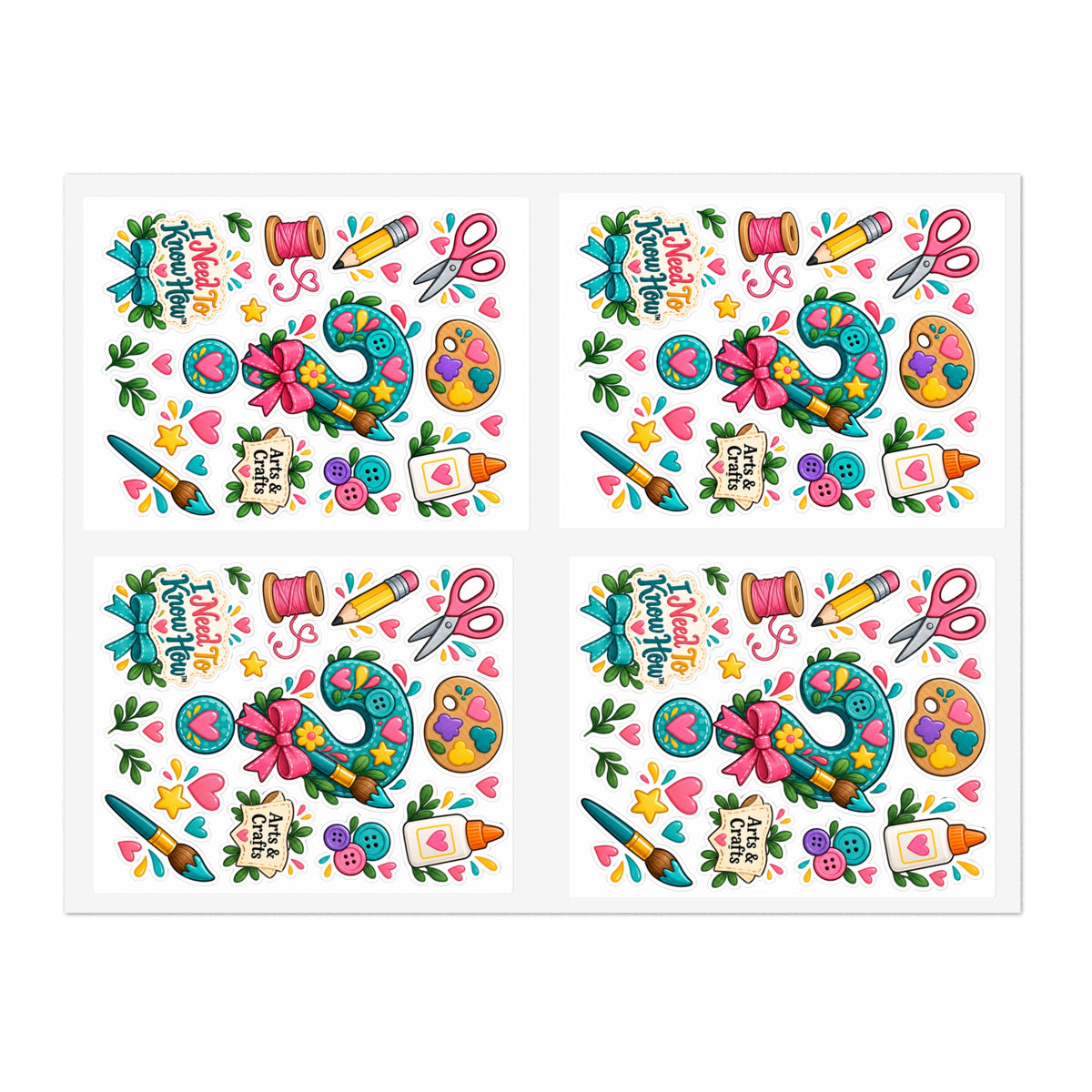 Arts & Crafts - Crafting Sticker Sheets — Sewing & DIY Icons (4-Panel Decorative Planner Stickers)
