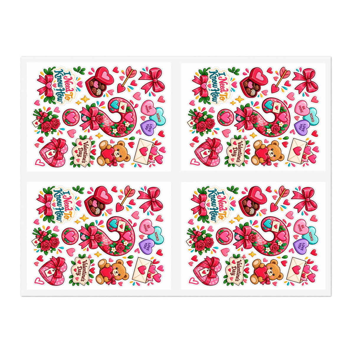 Arts & Crafts - Valentine’s Day Cute Kawaii Sticker Sheets - I Need To Know How™ — Hearts, Bears & Love Notes