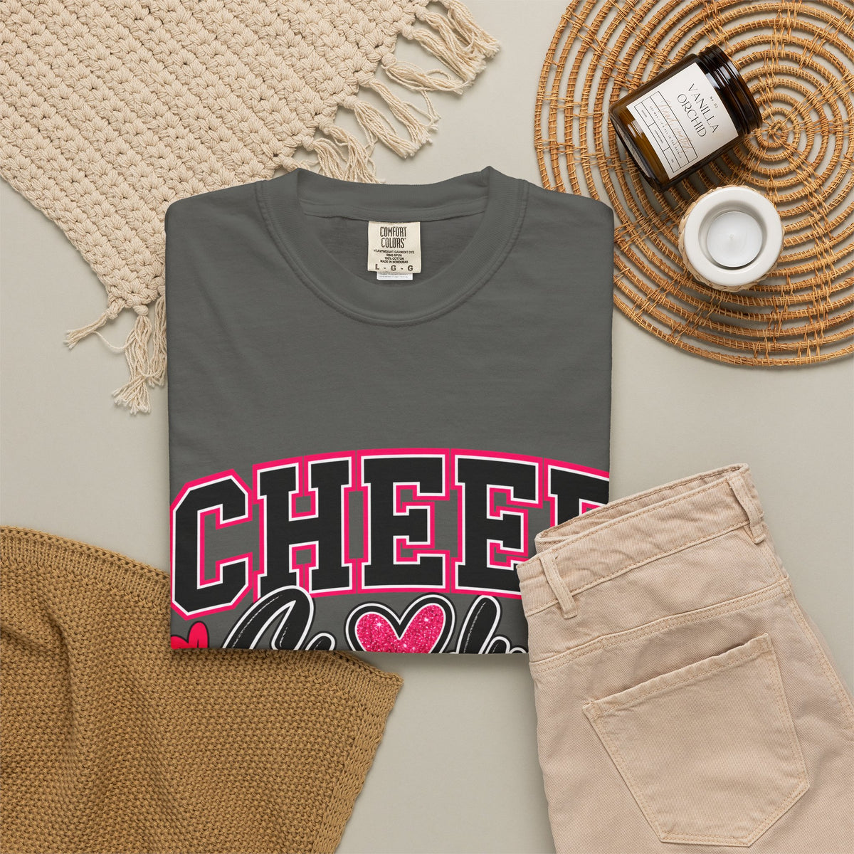 Cheer Grandma T-Shirt — Pink Pom-Pom Cheerleading Tee for Grandmothers