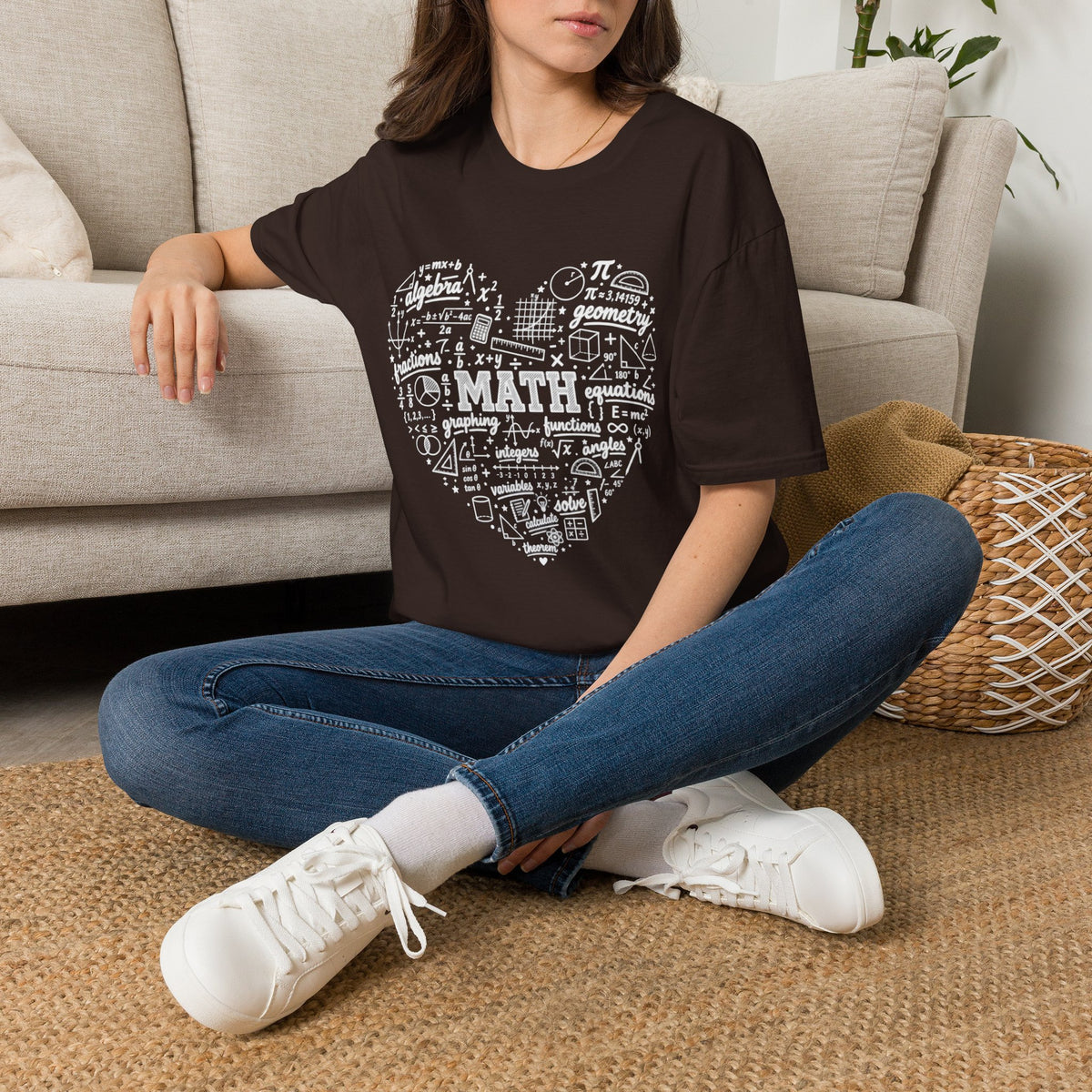 Math Heart T-Shirt — Cute Chalkboard Math Symbols Tee for Teachers & Students