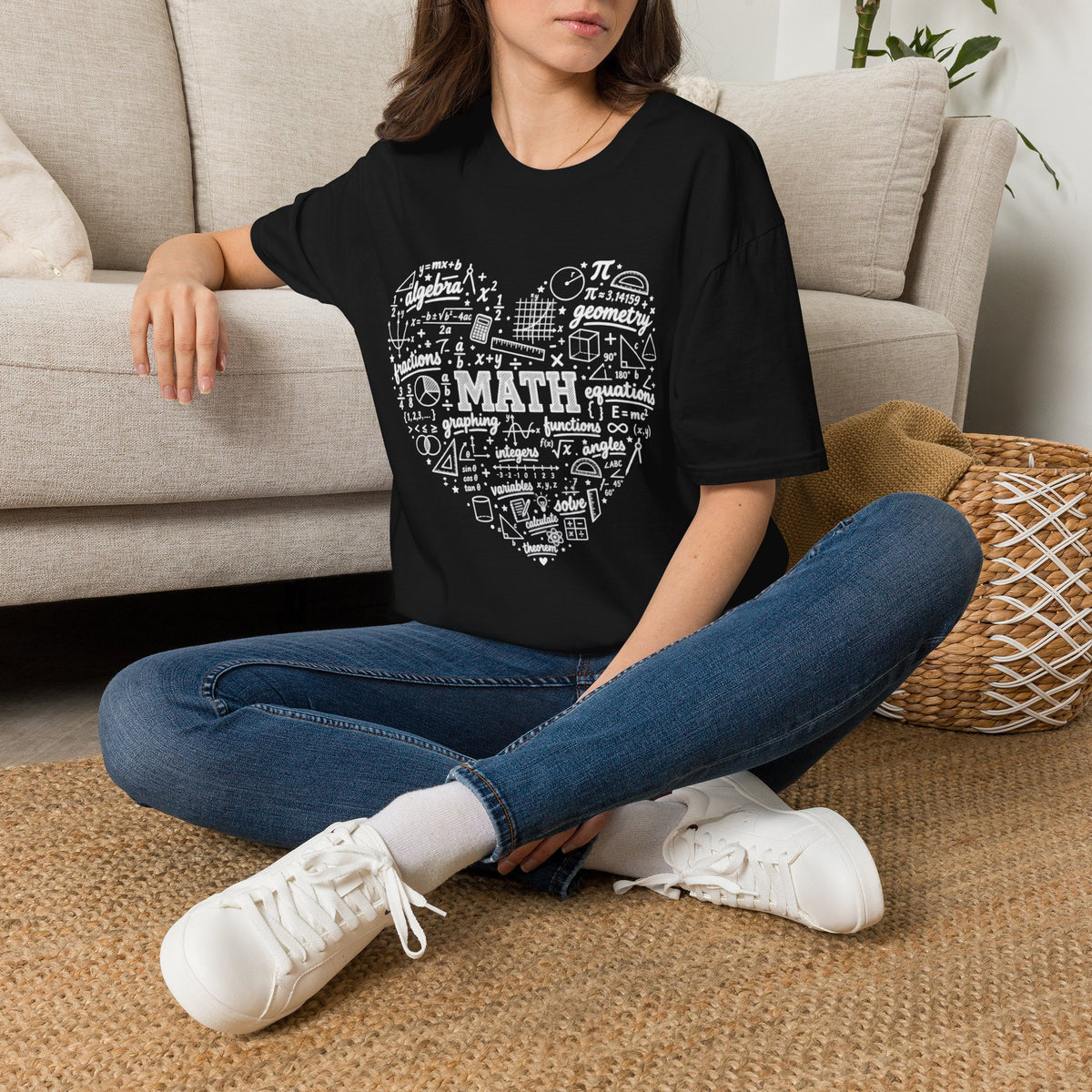 Math Heart T-Shirt — Cute Chalkboard Math Symbols Tee for Teachers & Students