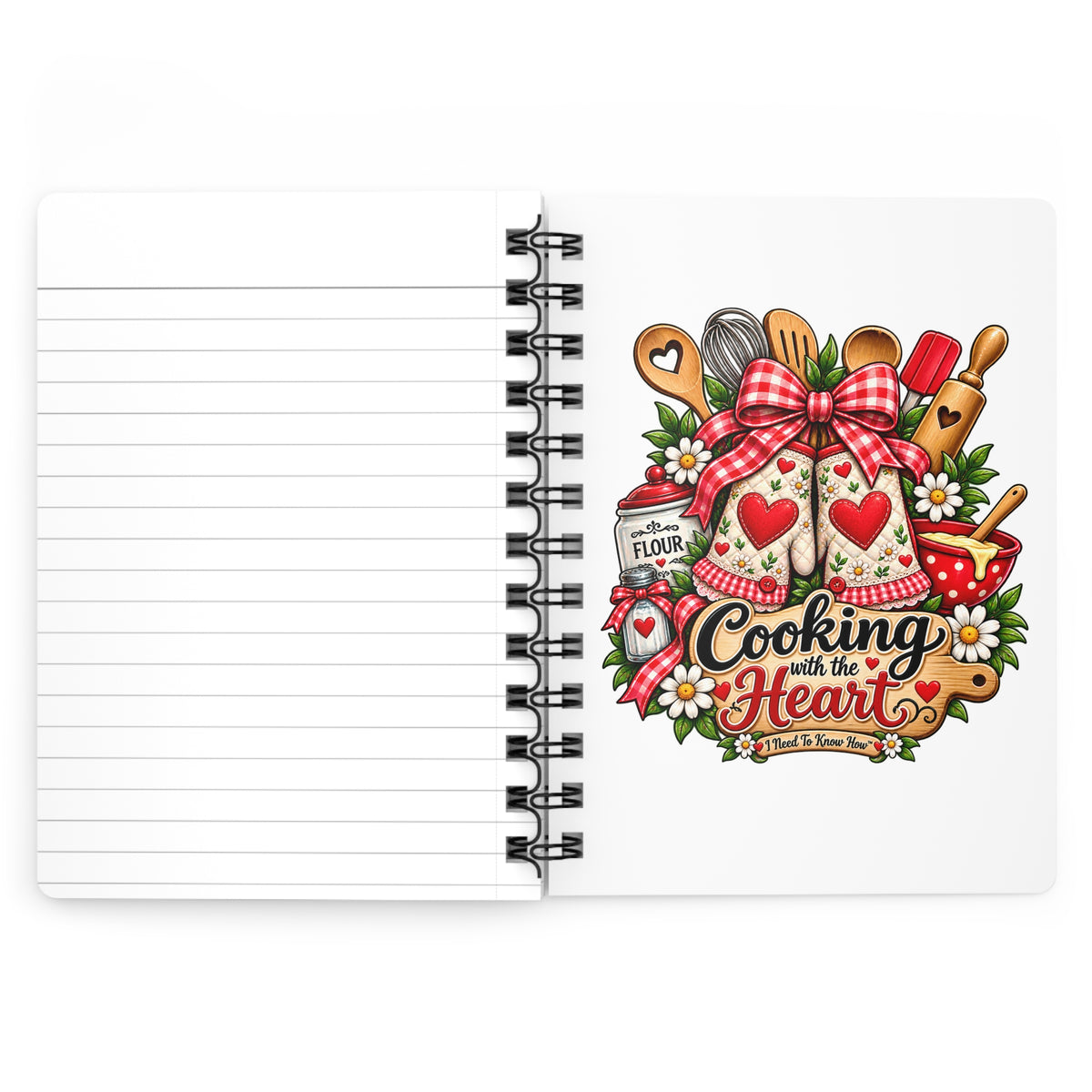 Cooking With Heart Spiral Notebook — Recipe Journal for Bakers & Home Cooks