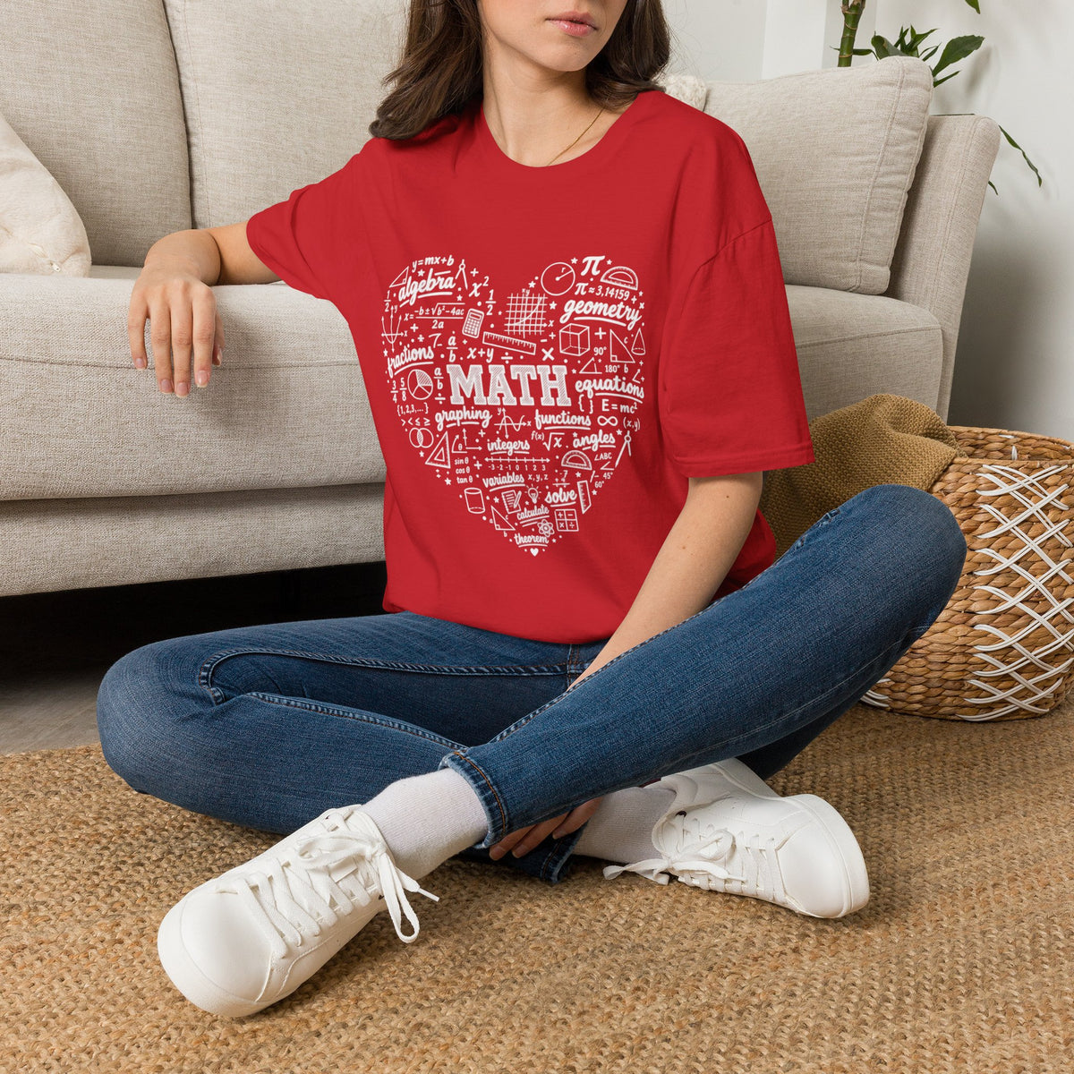 Math Heart T-Shirt — Cute Chalkboard Math Symbols Tee for Teachers & Students