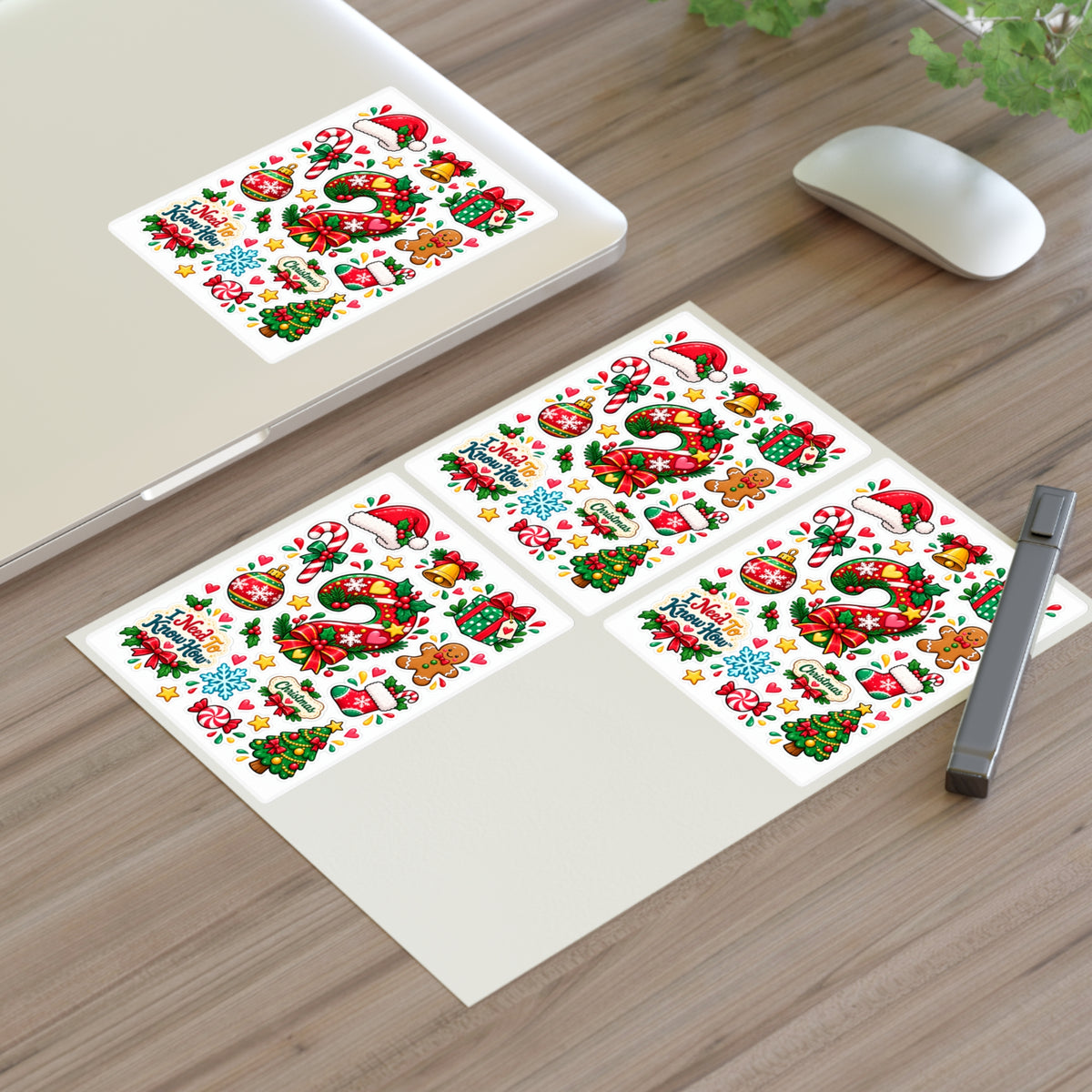 Arts & Crafts - Christmas Sticker Sheet –I Need To Know How™ - Holiday Icons (tree, wreath, candy cane, gifts)