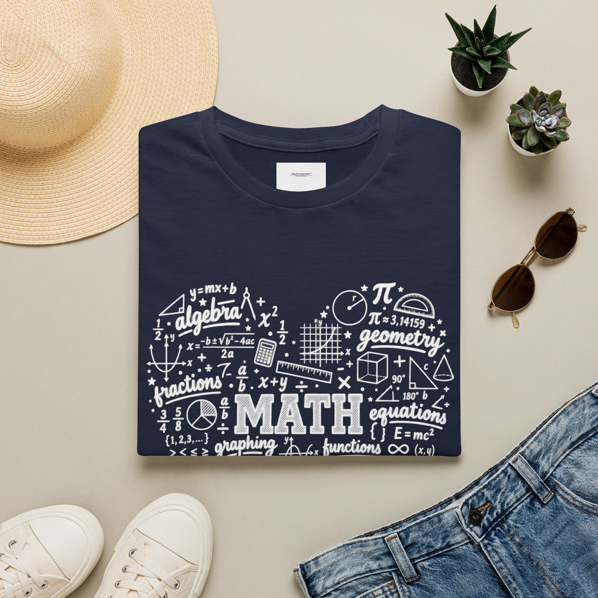 Math Heart T-Shirt — Cute Chalkboard Math Symbols Tee for Teachers & Students