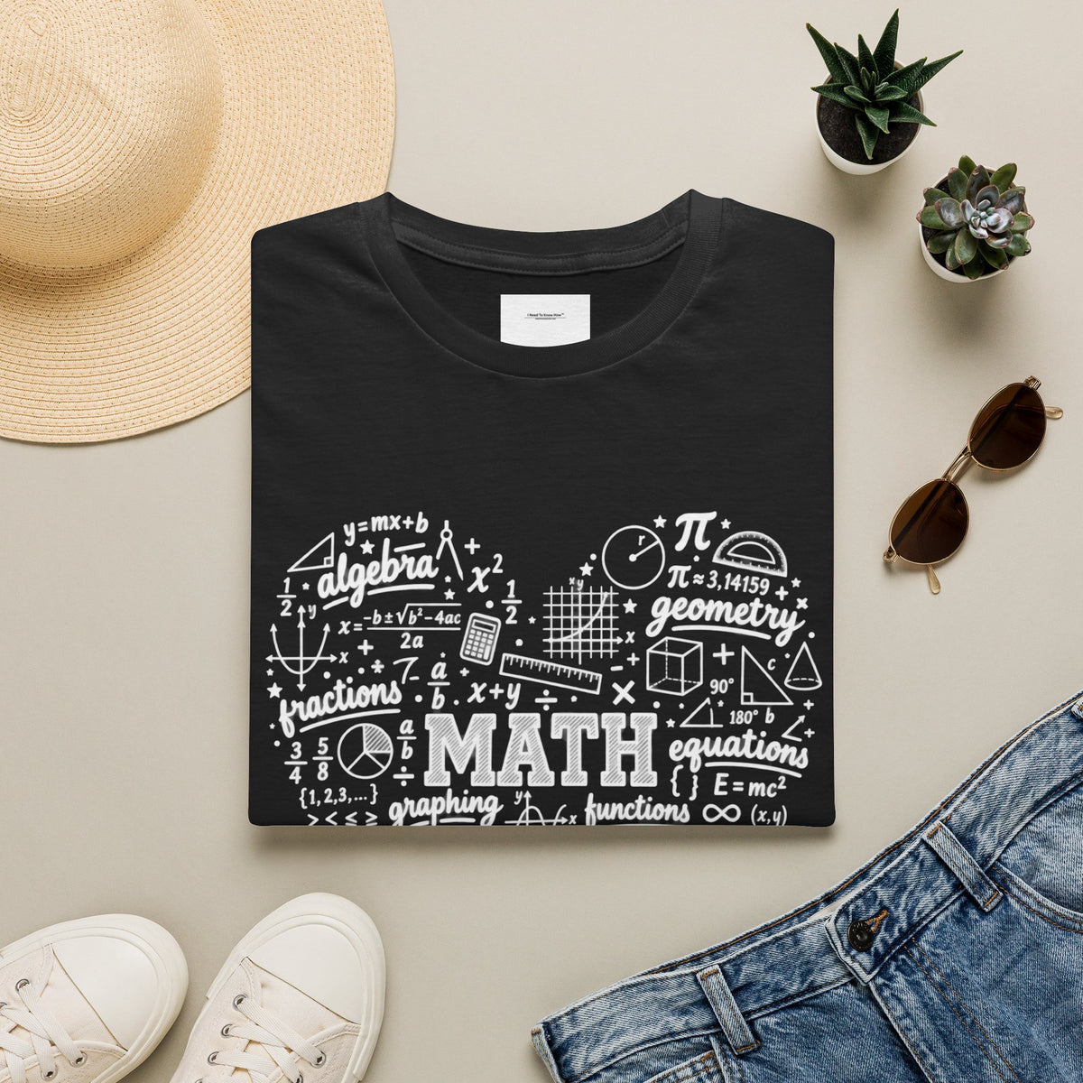 Math Heart T-Shirt — Cute Chalkboard Math Symbols Tee for Teachers & Students
