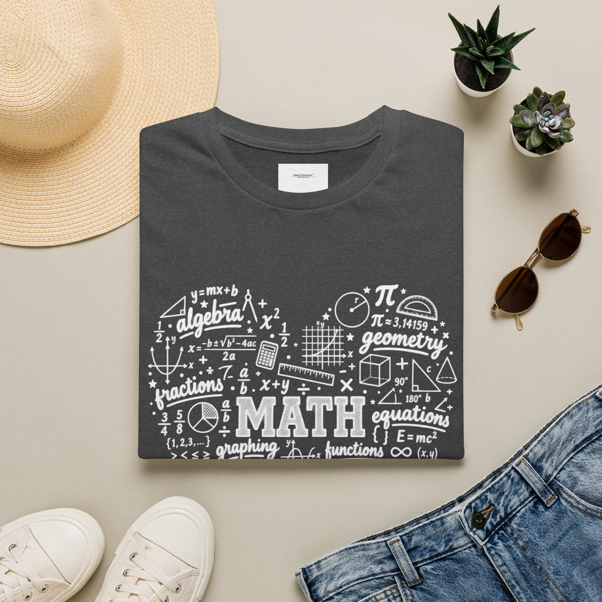 Math Heart T-Shirt — Cute Chalkboard Math Symbols Tee for Teachers & Students