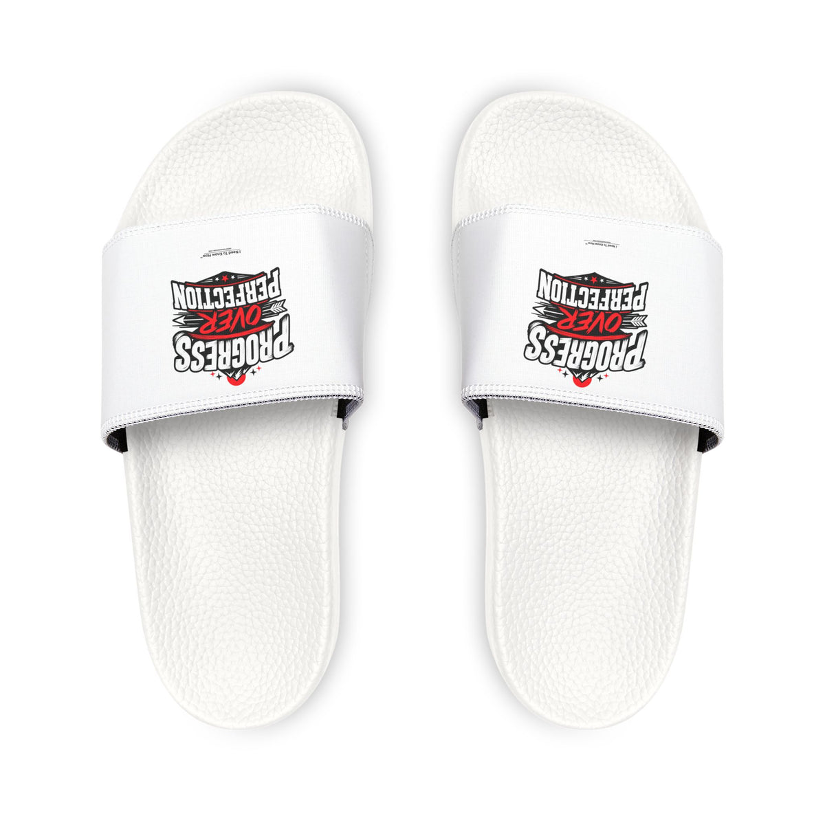 Men's Slide Sandals — 'Progress Over Perfection' Graphic Sport Slides