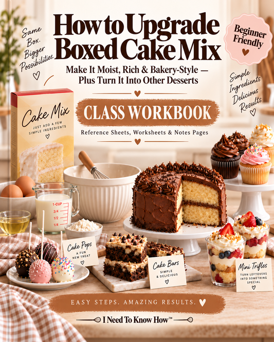 Group In Person - How to Upgrade Boxed Cake Mix | Bakery-Style Baking Guide + Reference Sheets & Worksheets