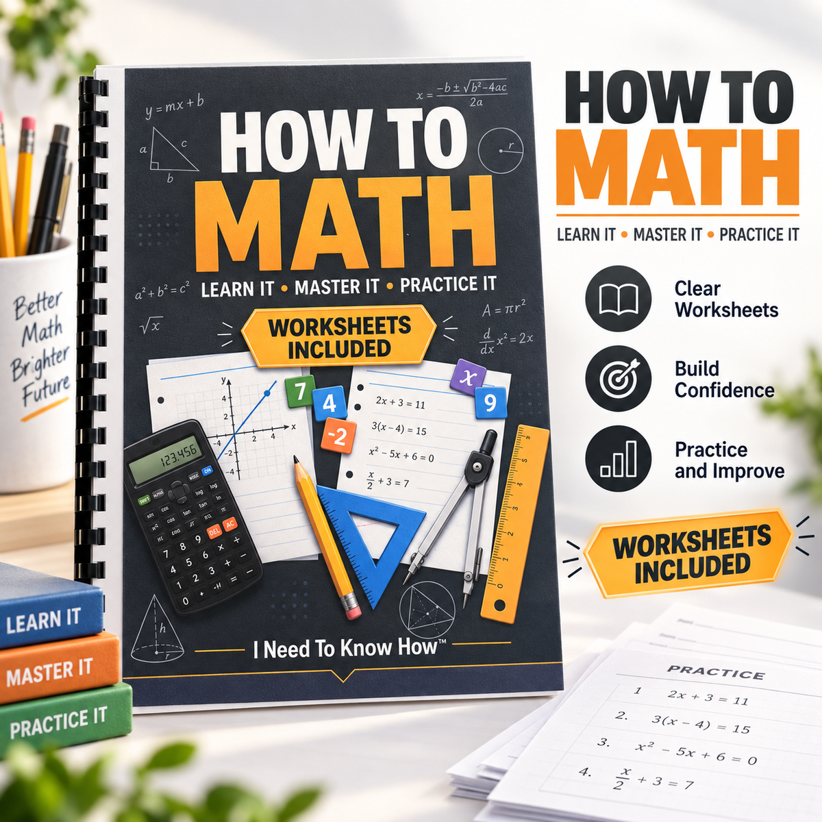 How to Math Workbook + Study Guide Bundle | Math Practice Worksheets Included
